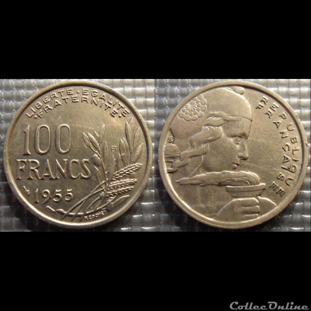 Oa 100 francs Cochet 1955 B 24mm 6g monnaie france moderne oa 100 francs cochet 1955 b 24mm 6g