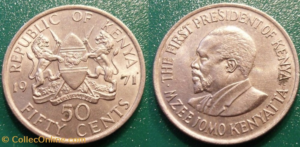 50 Cents 1971 monnaie monde kenya 50 cents 1971