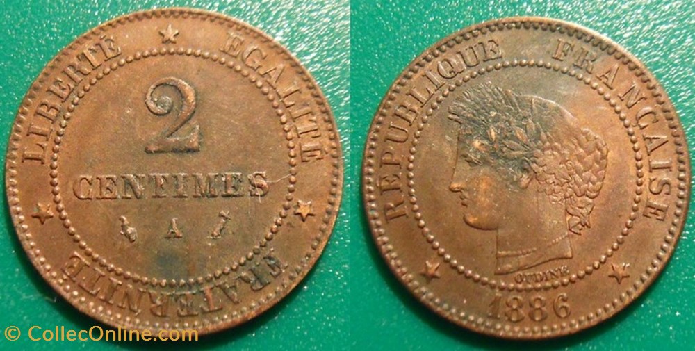 J-Troisième République 2 Centimes Céres 1886 A monnaies france modernes j troisieme republique 2 centimes ceres 1886 a
