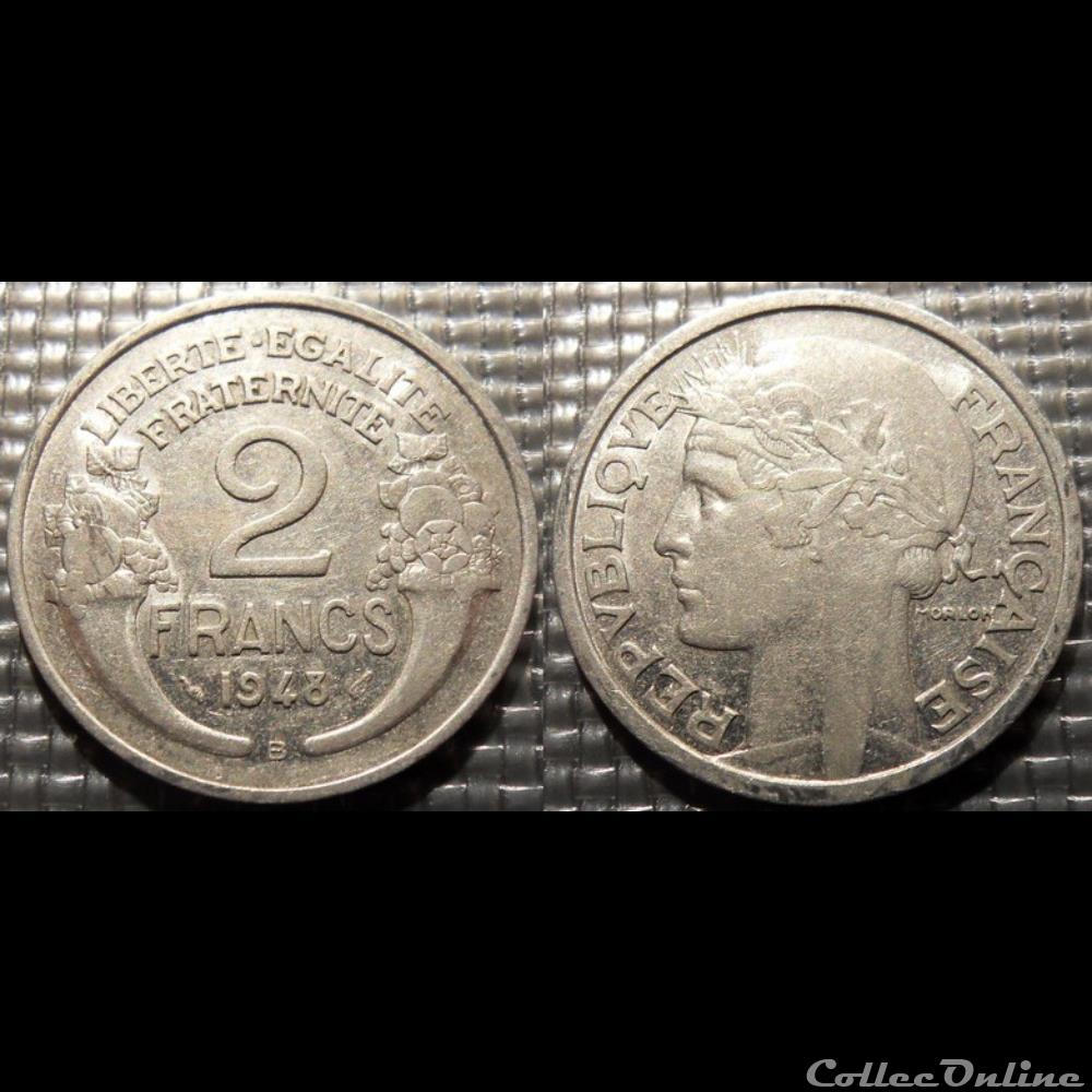 Jf 2 francs Morlon 1948 B 27mm 2.2g monnaie france moderne jf 2 francs morlon 1948 b 27mm 2 2g