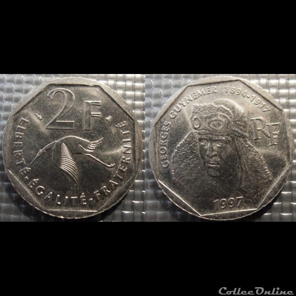 Jj 2 francs Georges Guynemer 1997 26.5mm 7.5g monnaie france moderne jj 2 francs georges guynemer 1997 26 5mm 7 5g