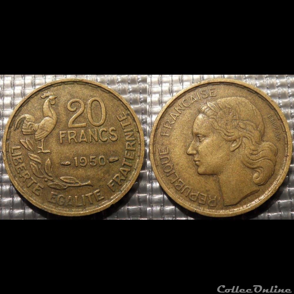 monnaie france moderne mc 20 francs g guiraud 1950 23 5mm 4g