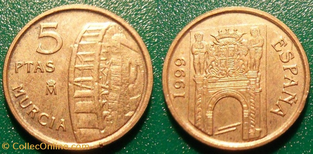 5 Pesetas 1999 Murcie monnaie monde espagne 5 pesetas 1999 murcie
