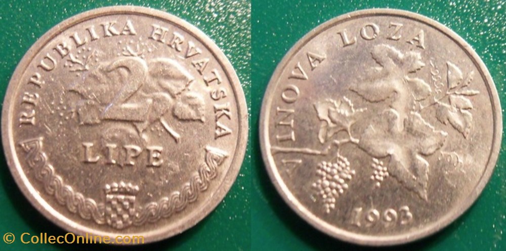 2 Lipe 1993 monnaie monde croatie 2 lipe 1993