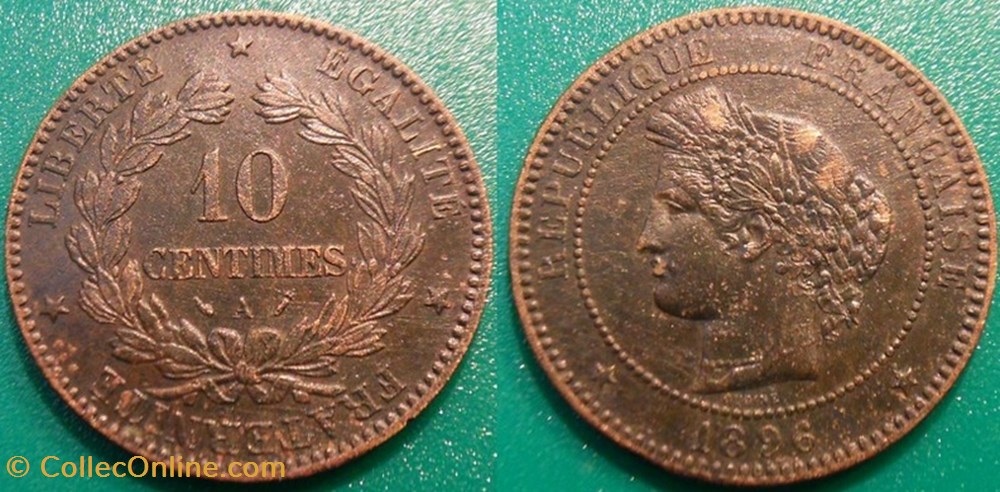 J-Troisième République 10 Centimes Céres 1896 A monnaies france modernes j troisieme republique 10 centimes ceres 1896 a