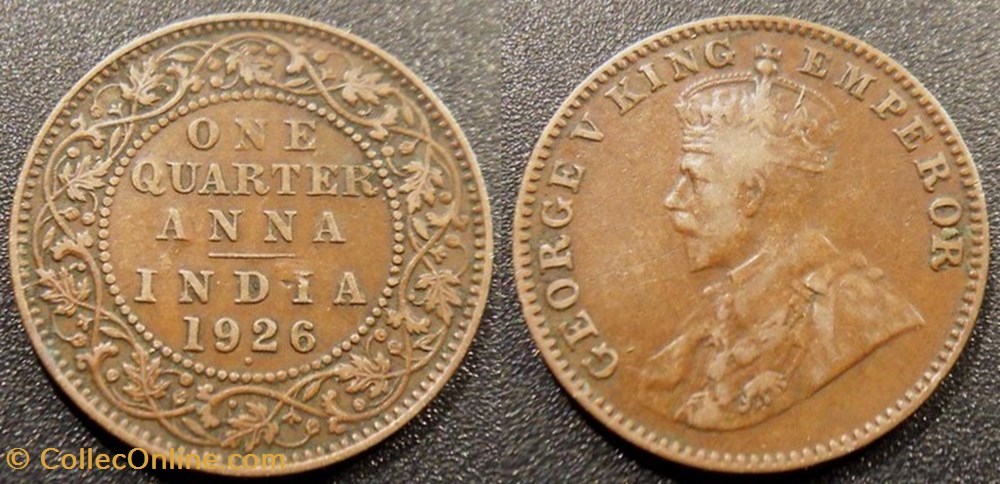 1/4 Anna 1926 monnaies monde inde 1 4 anna 1926