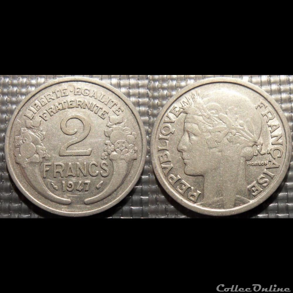 Jf 2 francs Morlon 1947 27mm 2.2g monnaie france moderne jf 2 francs morlon 1947 27mm 2 2g