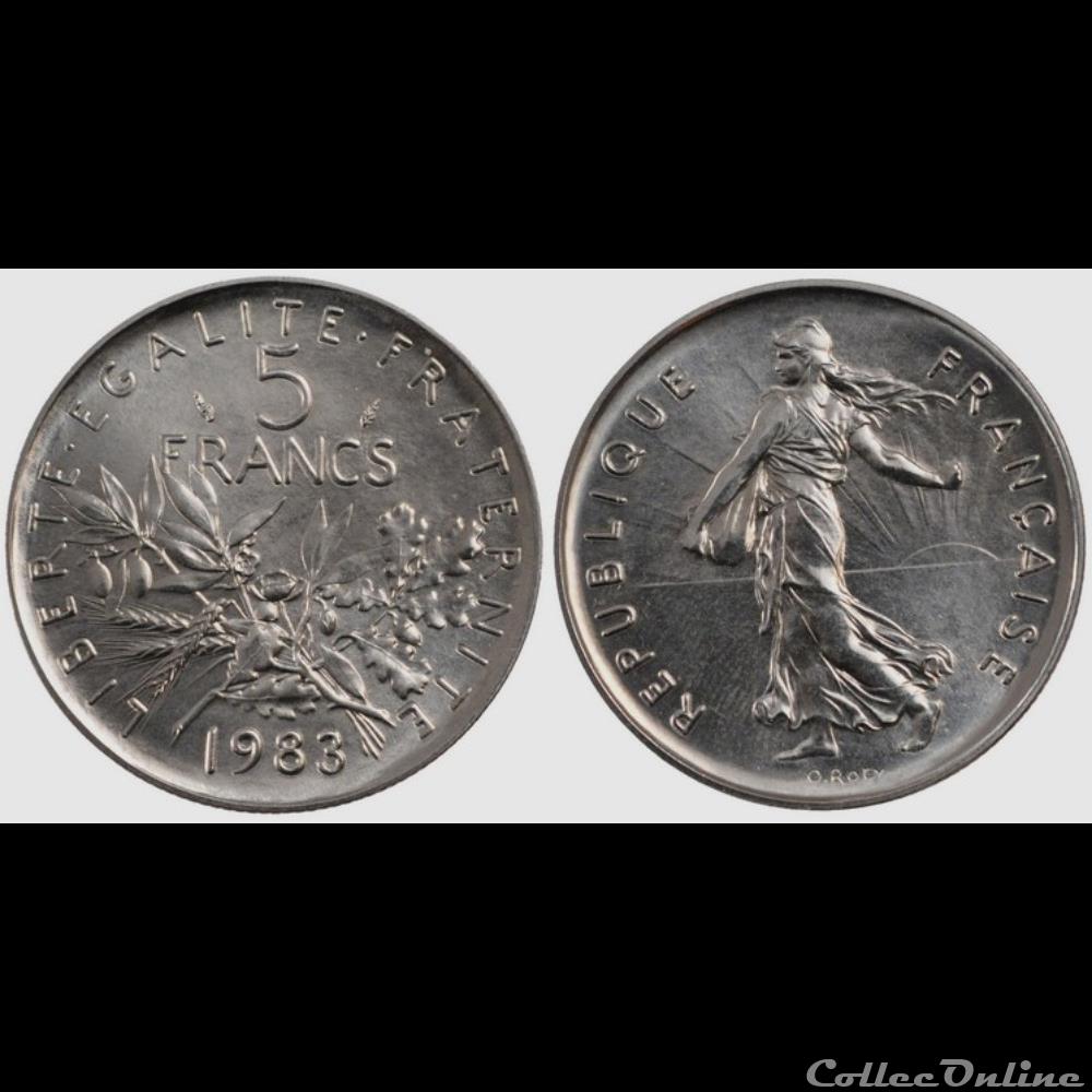 Kg 5 francs Semeuse 1983 29mm 10g monnaie france moderne kg 5 francs semeuse 1983 29mm 10g