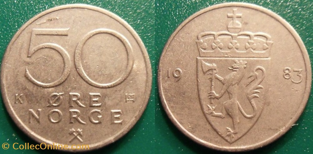 50 Ore 1983 monnaie monde norvege 50 ore 1983
