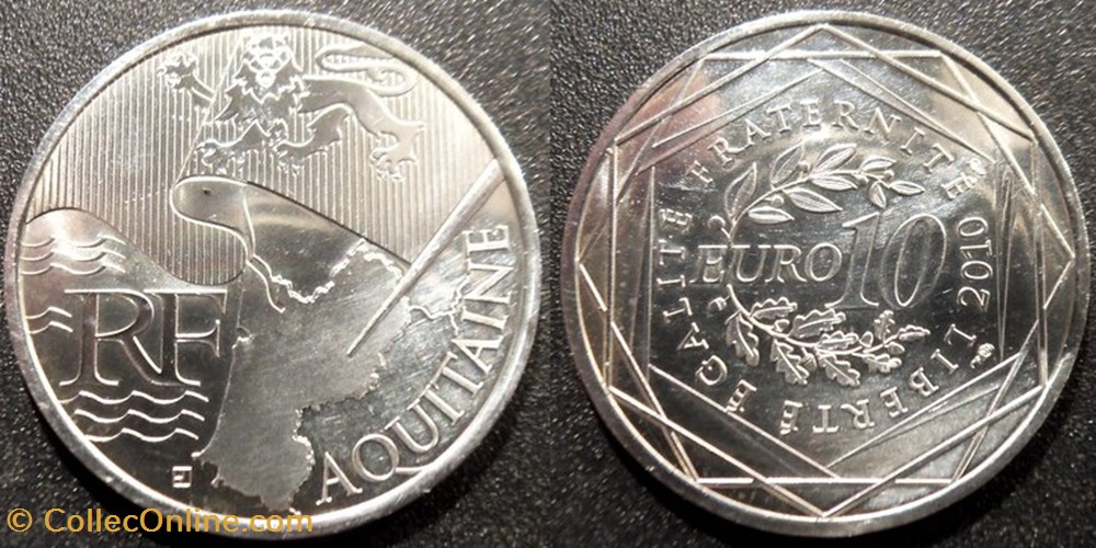 10 Euros des Régions 2010 1er type AQUITAINE monnaies monde france 10 euros des regions 2010 1er type aquitaine