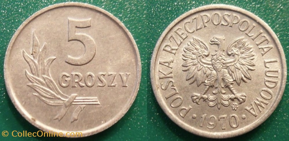 5 Groszy 1970 monnaie monde pologne 5 groszy 1970