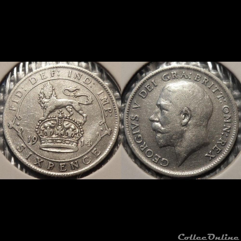 Grande Bretagne 6 Pence 1914 monnaie jeton mereaux colony grande bretagne 6 pence 1914