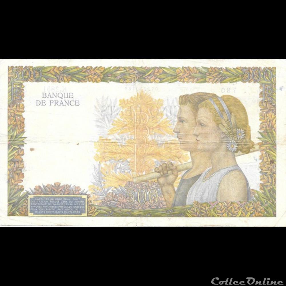 billet france banque de xxe 500 francs la paix