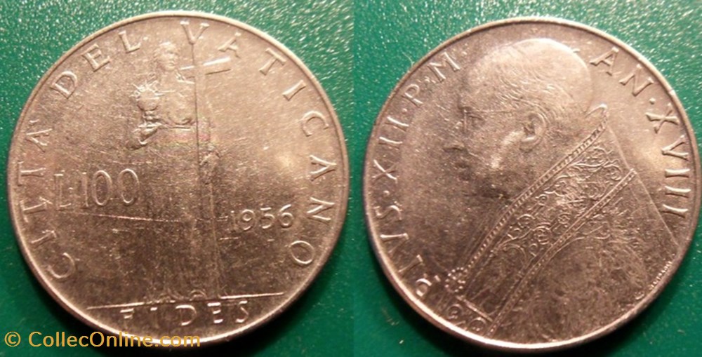 100 Lires 1956 Pie XII monnaie monde vatican 100 lires 1956 pie xii