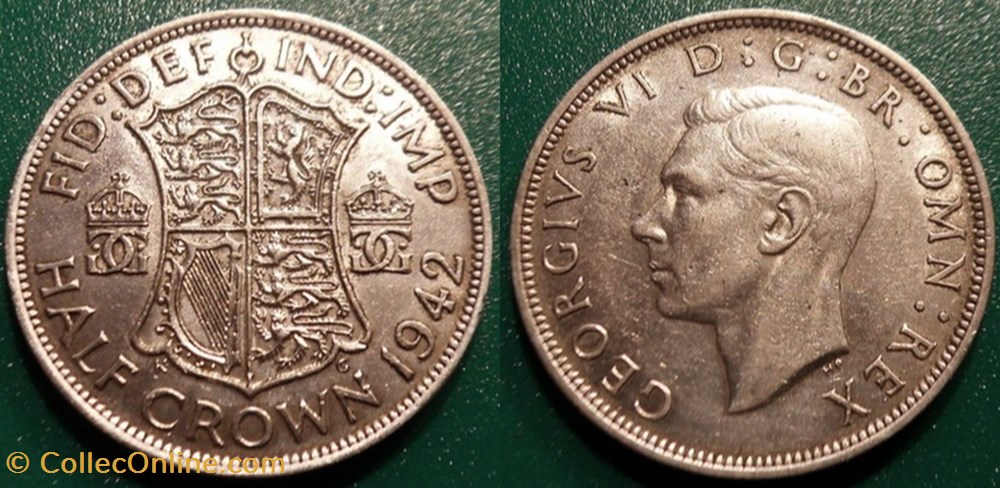 Grande Bretagne 1/2 Couronne 1942 monnaie monde royaume uni grande bretagne 1 2 couronne 1942