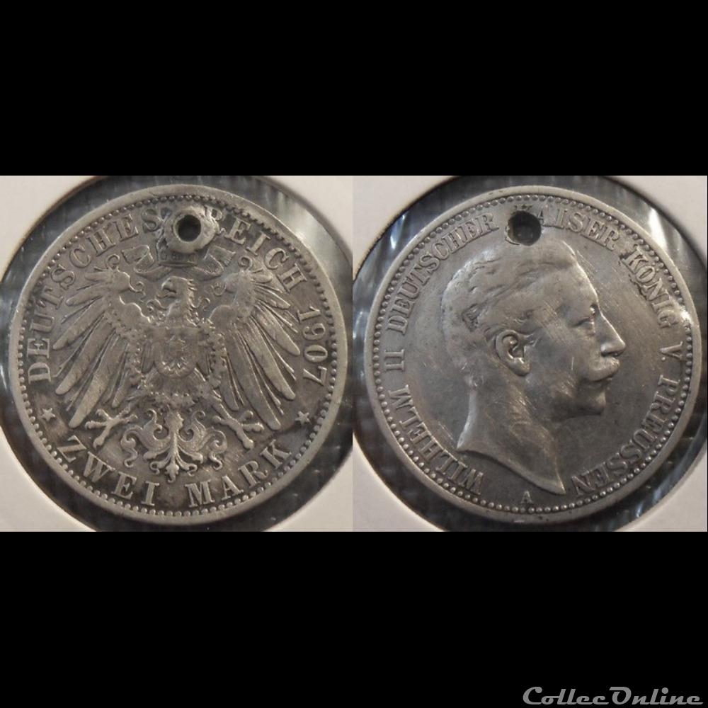 Germany Prusse 2 Mark 1907 monnaie monde moderne germany prusse 2 mark 1907