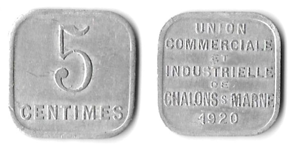 p- MN Chalons-sur-Marne 5 Centimes 1920 Elie:15.1 monnaies paranumismatique jetons poids p mn chalons sur marne 5 centimes 1920 elie 15 1