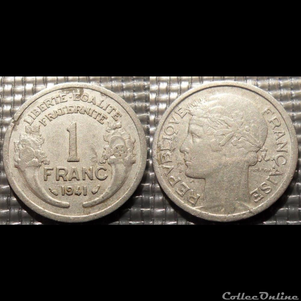 Hf 1 franc Morlon 1941 23mm 1.3g monnaie france moderne hf 1 franc morlon 1941 23mm 1 3g