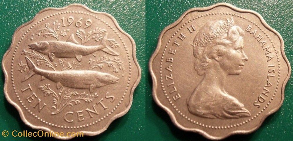 10 Cents 1969 monnaie monde bahama 10 cents 1969