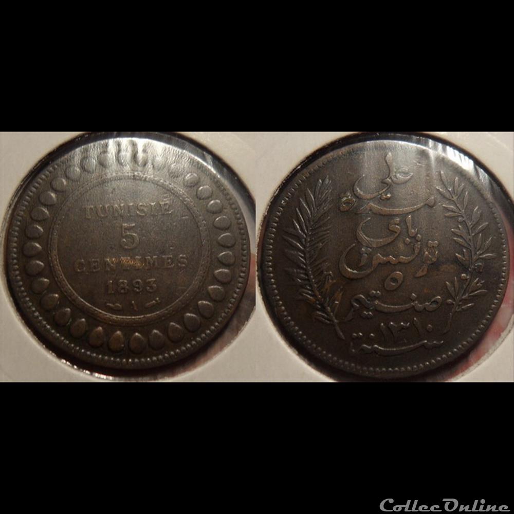 Tunisie 5 Centimes 1893A monnaie france colony tunisie 5 centimes 1893a