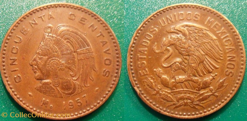 monnaie monde mexique 50 centavos 1957