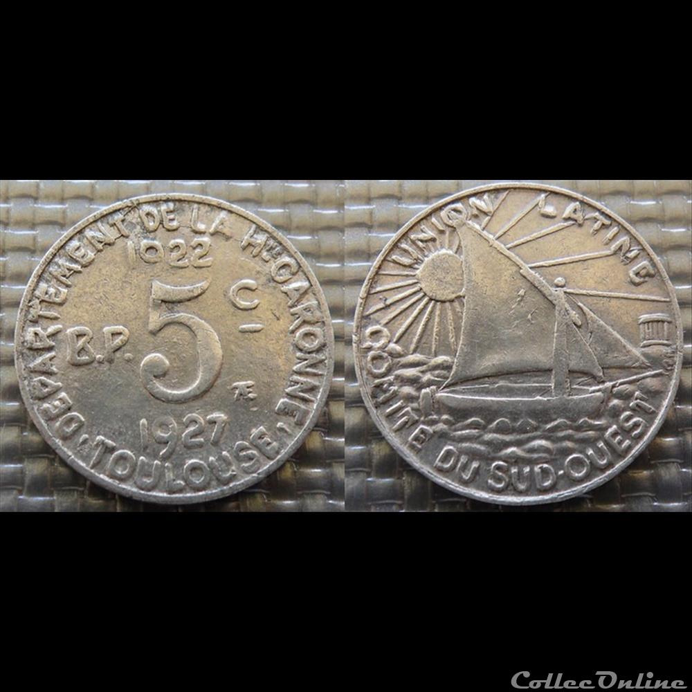 p- MN Toulouse 5 C. 1922-1927 Al Elie:15.1 monnaies paranumismatique jetons poids p mn toulouse 5 c 1922 1927 al elie 15 1