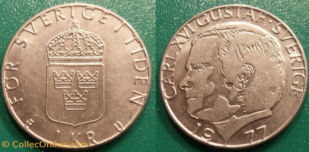 1 Krona 1977 monnaie monde suede 1 krona 1977
