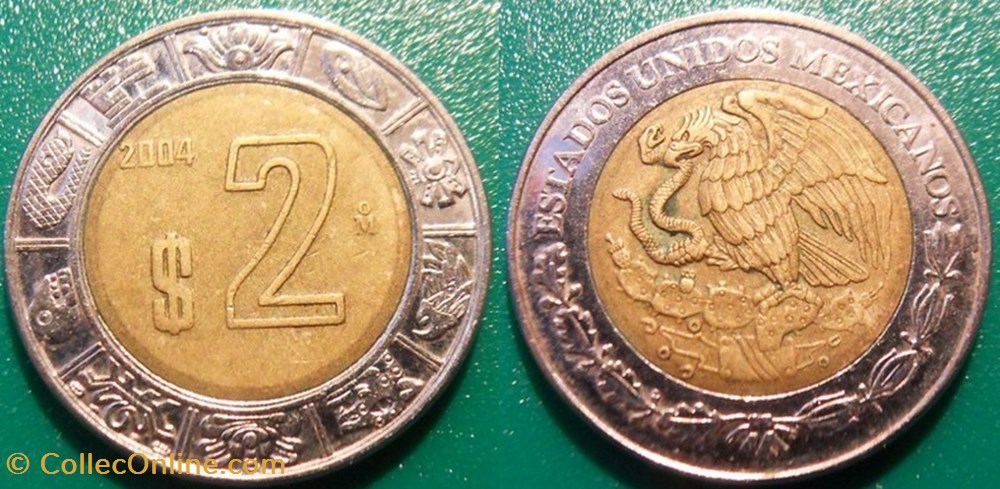 2 Pesos 2004 monnaie monde mexique 2 pesos 2004