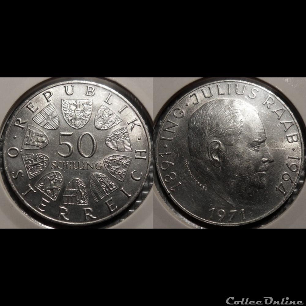 Autriche 50 Shilling 1971 monnaie france moderne autriche 50 shilling 1971