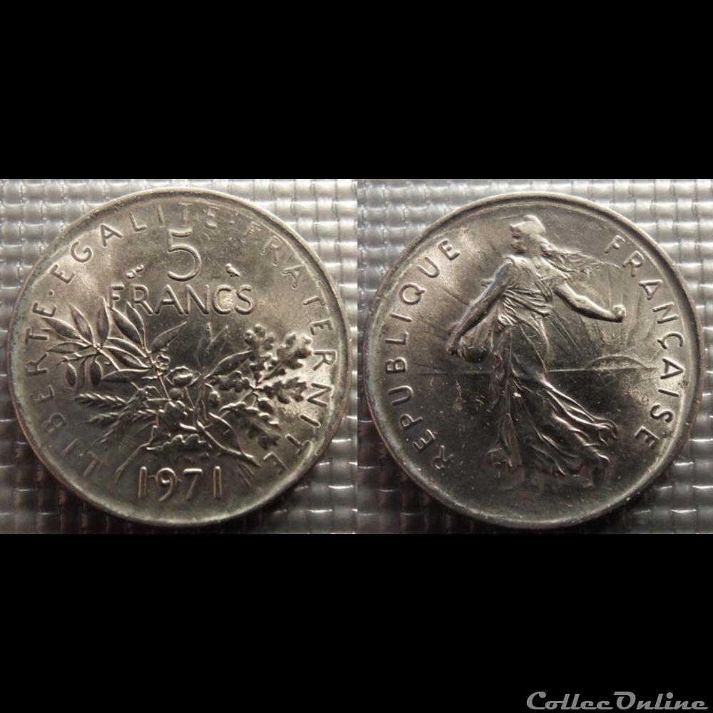 Kg 5 francs Semeuse 1971 29mm 10g monnaie france moderne kg 5 francs semeuse 1971 29mm 10g