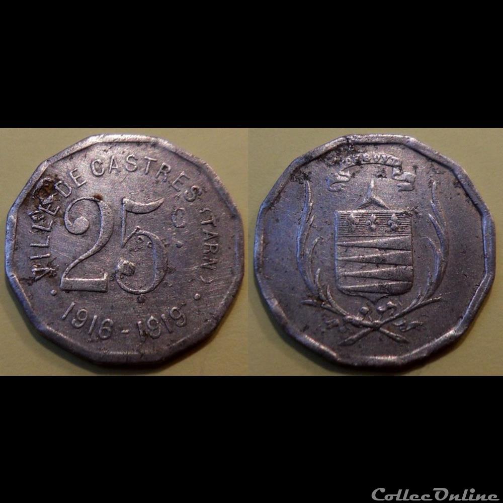 p- MN Castres 25 C. 1916-1919 Al Elie:10.3 monnaies paranumismatique jetons poids p mn castres 25 c 1916 1919 al elie 10 3