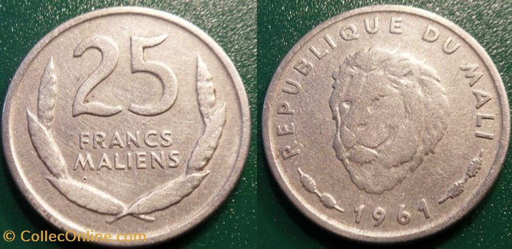 25 Francs 1961 monnaie monde mali 25 francs 1961