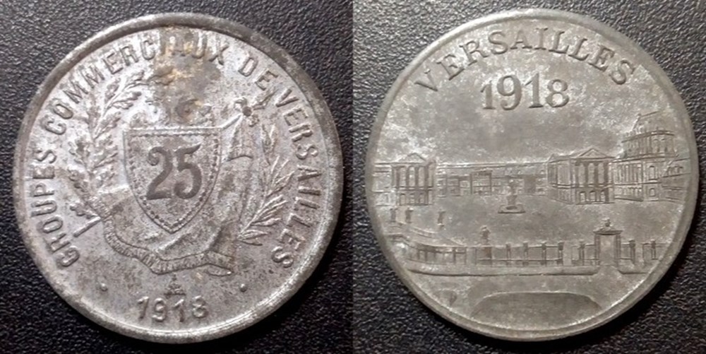p- MN Versailles Groupes Commerciaux 25 C Zinc 1918 Elie:10.3 monnaies paranumismatique jetons poids p mn versailles groupes commerciaux 25 c zinc 1918 elie 10 3