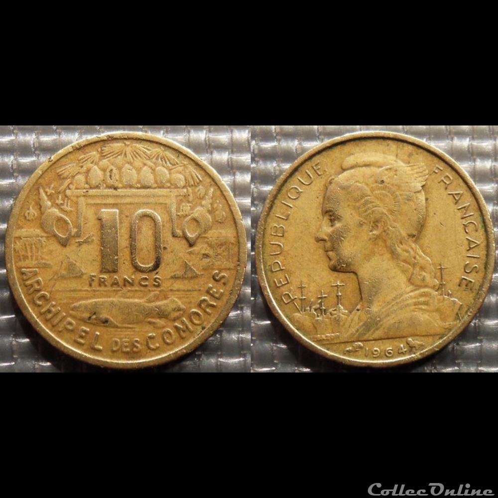 Comores Archipel des Comores 10 francs République Française 1964 monnaie france colony comores archipel des comores 10 francs republique francaise 1964