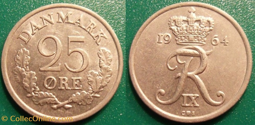 25 Ore 1964 monnaie monde danemark 25 ore 1964