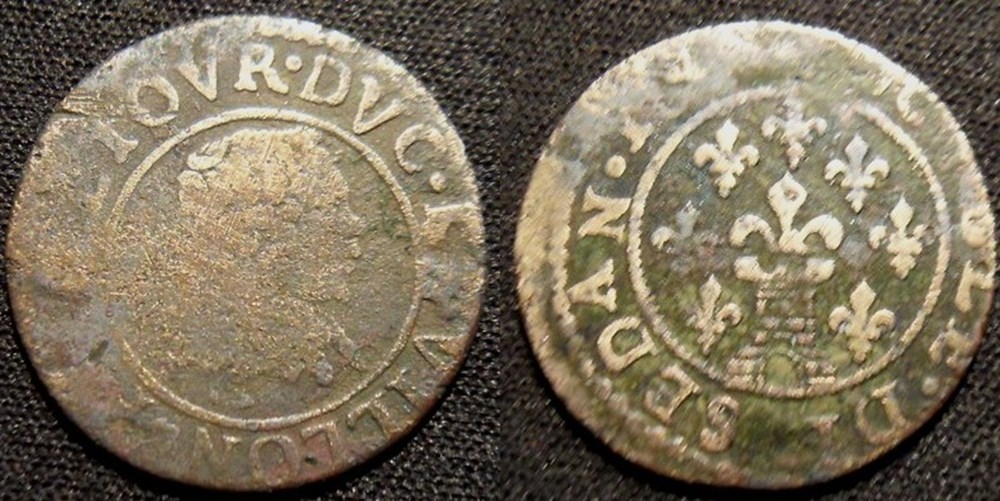 Ardennes - Fedéric Maurice de La Tour d'Auvergne - Double de Sedan 1637 monnaies europe medievale france feodales ardennes federic maurice de la tour auvergne double de sedan 1637
