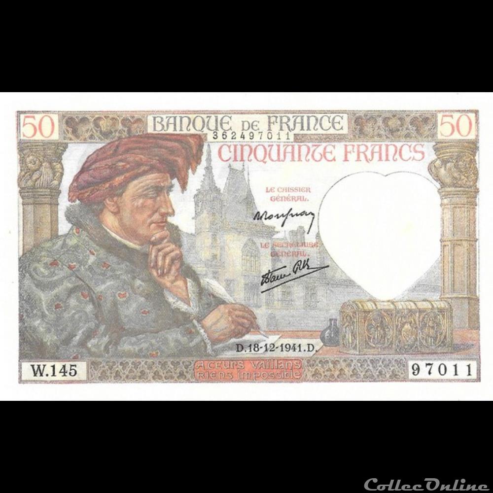 50 Francs Jacques Coeur billet france banque de xxe 50 francs jacques coeur