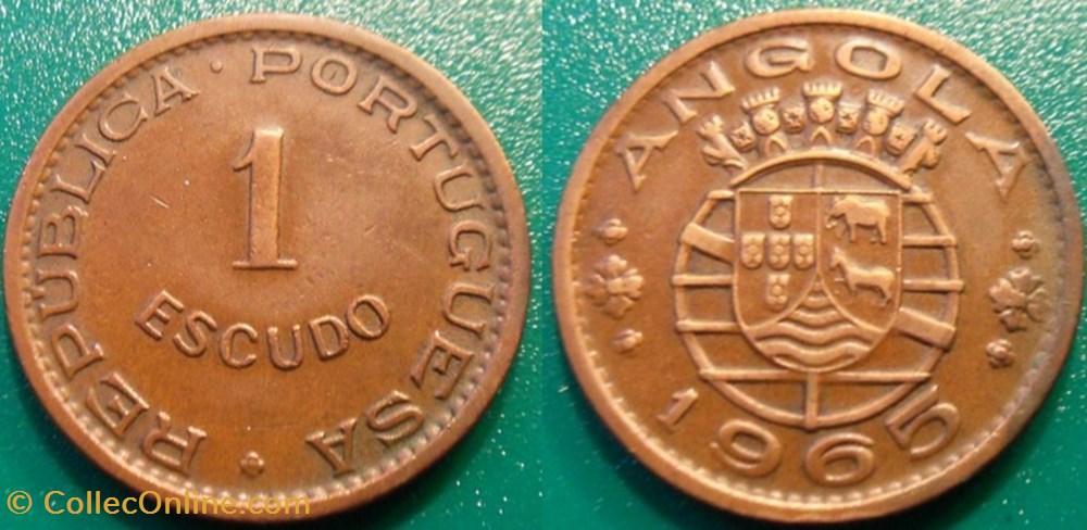1 Escudo 1965 Colonie Portugaise monnaie monde angola 1 escudo 1965 colonie portugaise