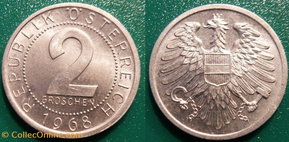 monnaie monde autriche 2 groschen 1968