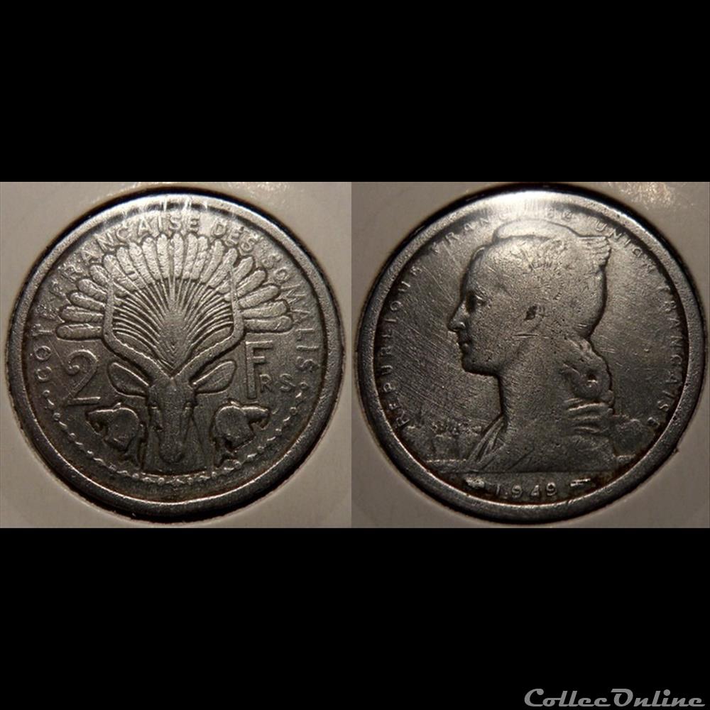 monnaie france colony djibouti cote francaise des somalis 2 francs republique francaise union francaise 1949 aile