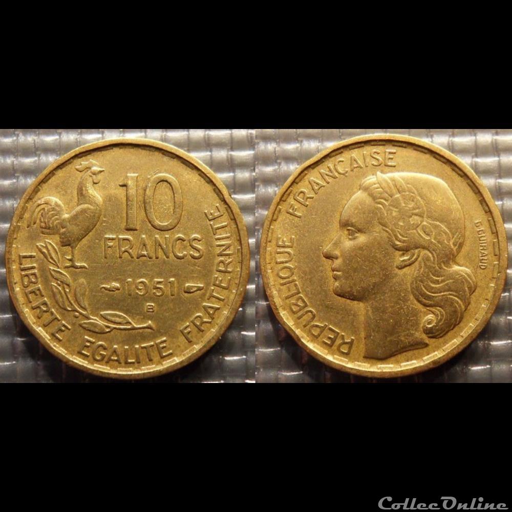 monnaie france moderne le 10 francs guiraud 1951 b 20mm 3g