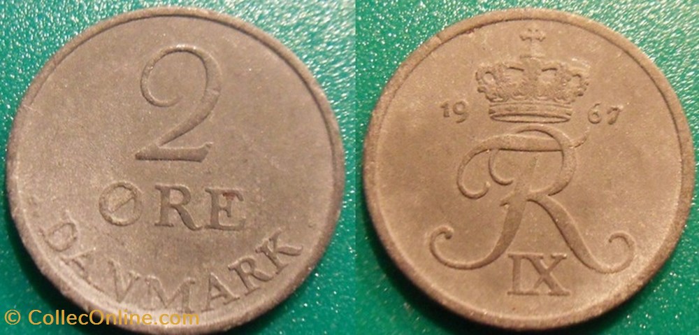 monnaie monde danemark 2 ore 1967