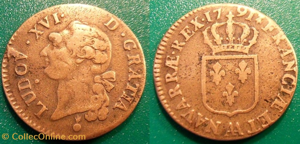 J51 Louis XVI Sol 1791 AA Metz monnaies europe medievale france royales j51 louis xvi sol 1791 aa metz