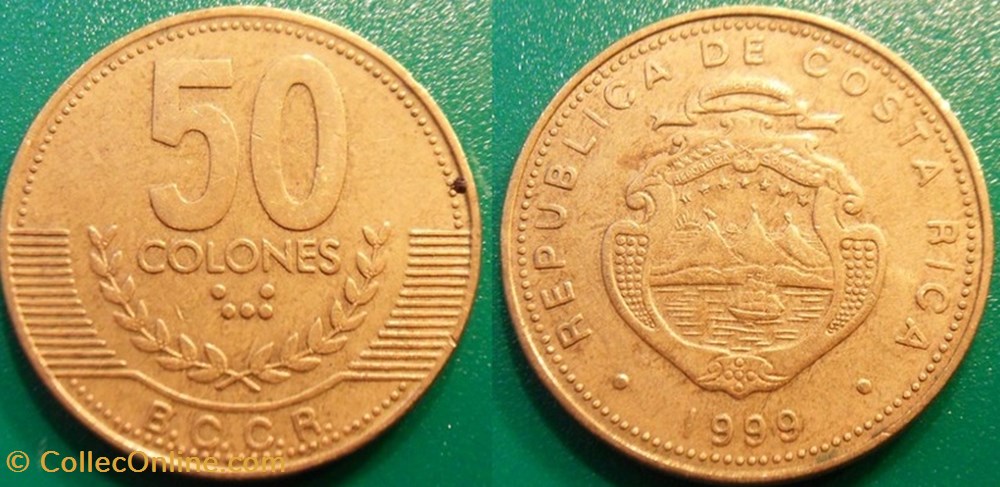 50 Colones 1999 monnaie monde costum rica 50 colones 1999