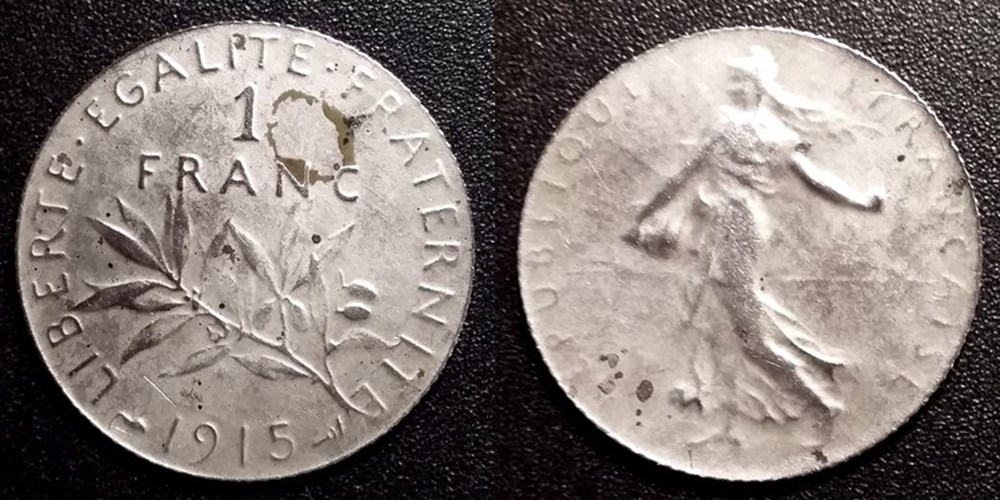 Ha 1 franc Semeuse 1915 - Fausse - 22.3mm 2.63g épaisseur 0.9mm monnaies monde france ha 1 franc semeuse 1915 fausse 22 3mm 2 63g epaisseur 0 9mm