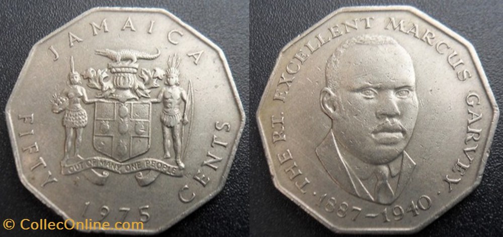 50 Cents 1975 Marcus Garvey monnaies monde jamaique 50 cents 1975 marcus garvey