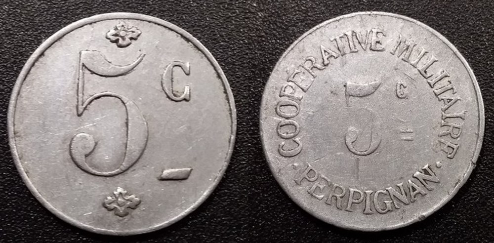 p- MN Perpignan 5 centimes Al- Coopérative Militaire Elie:90.1 monnaies paranumismatique jetons poids p mn perpignan 5 centimes al cooperative militaire elie 90 1