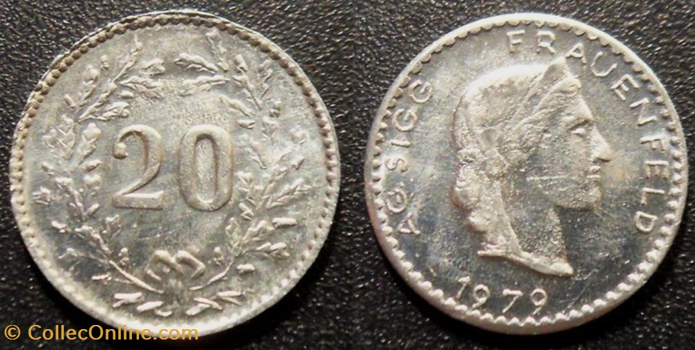 q- MN etr Suisse jeton de 20 Rappen 1979 monnaies paranumismatique jetons poids q mn etr suisse jeton de 20 rappen 1979