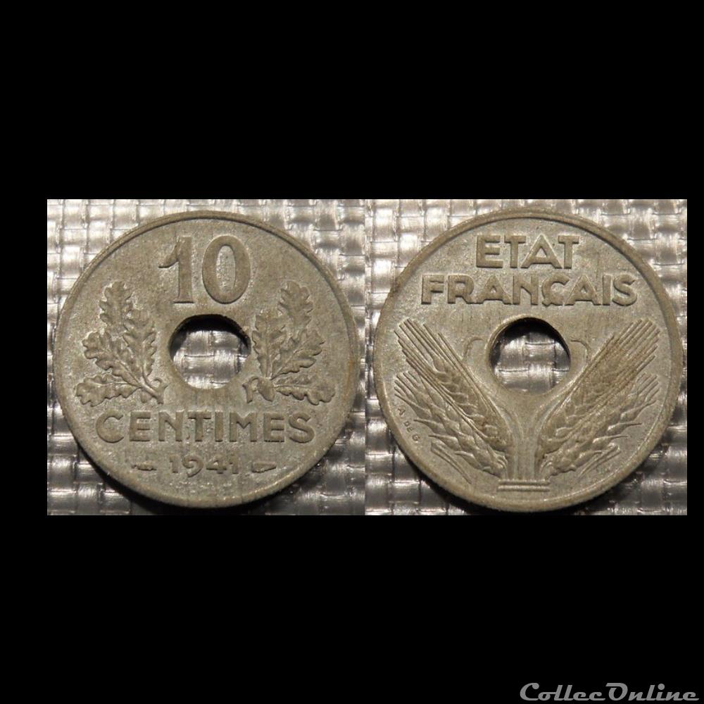 Df 10 centimes Etat Français 1941 21mm 2.5g monnaie france moderne df 10 centimes etat francais 1941 21mm 2 5g