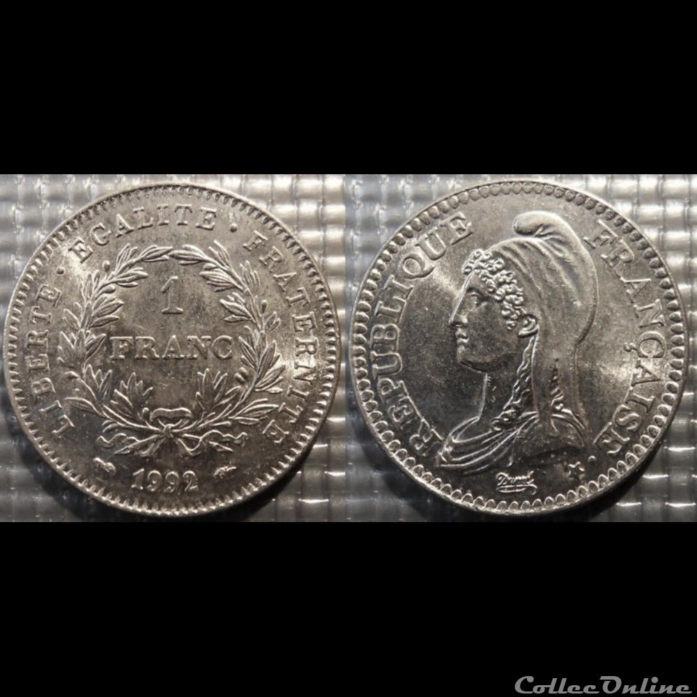 Hj 1 franc République 1992 24mm 6g monnaie france moderne hj 1 franc republique 1992 24mm 6g